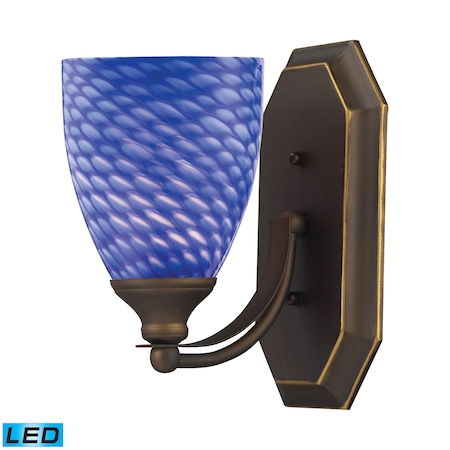 Vanity 1-Lght Wall Lamp Aged Brnz W/Sapphire Glass - Incl LED Bulb